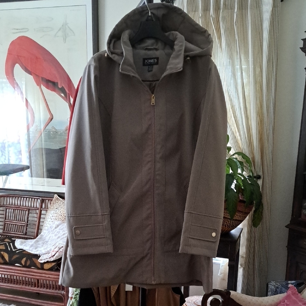Jones New York Hooded Coat in Taupe